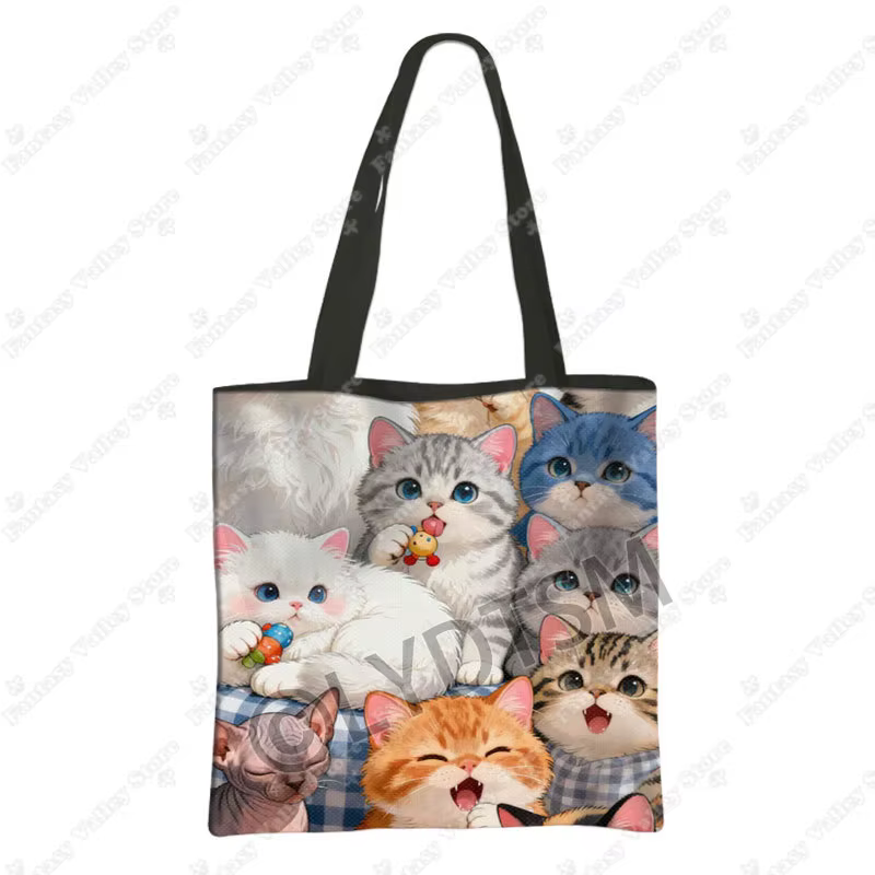 Mignon aquarelle peinture chats imprimer sacs à provisions Kawaii Ragdoll britannique Shorthair chat