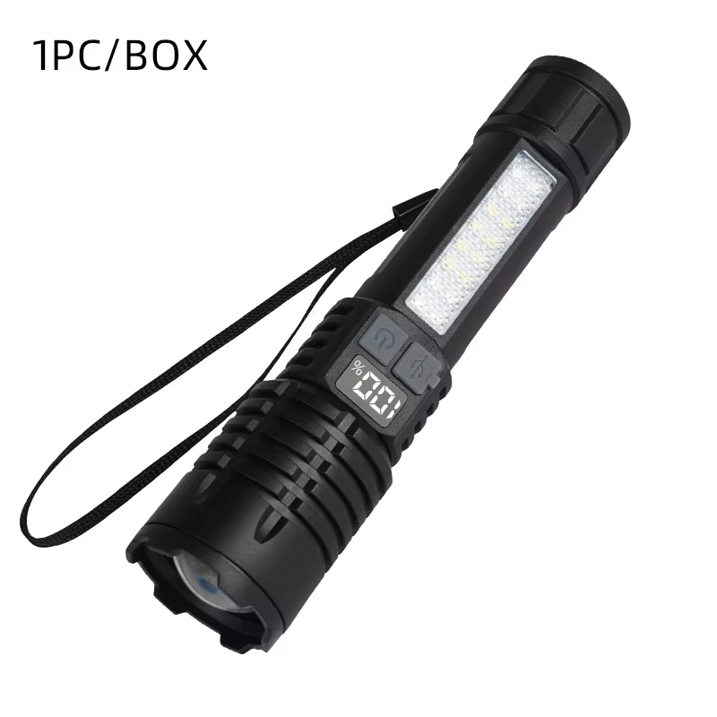 Lampes de poche LED haute puissance rechargeables portables avec écran d'affichage Zoom lampe torche