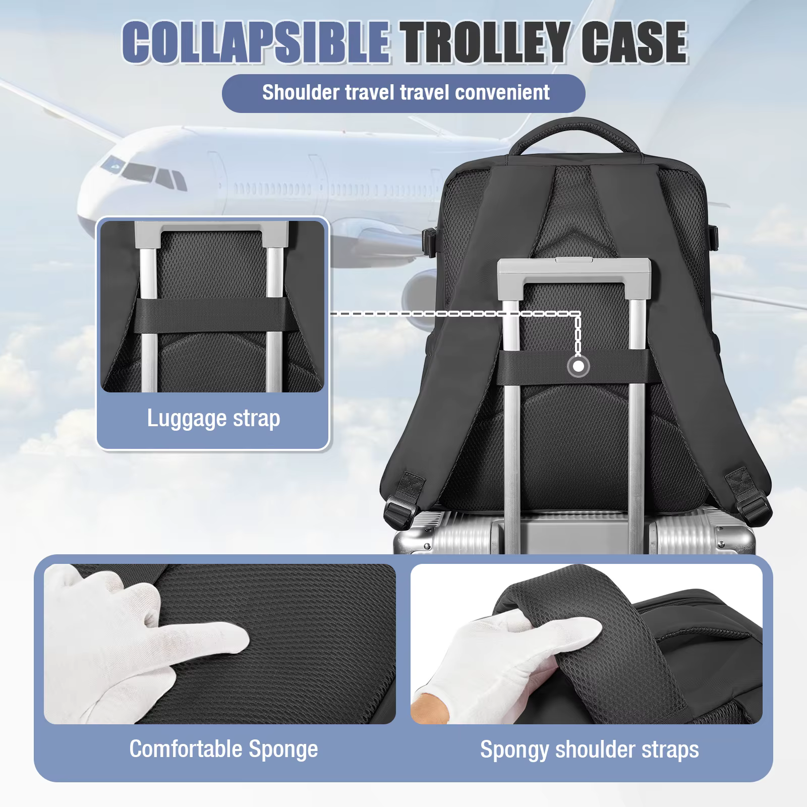 Sac à dos de voyage, sac à dos de cabine Ryanair 40x30x20 pour les courts trajets, sac pour ordinate