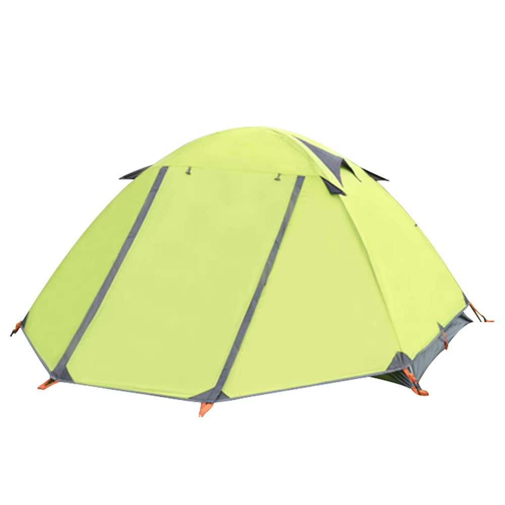 Tente de camping Aurora Fox pour 2 personnes, jupe verte, double couche, poteaux en aluminium, anti-