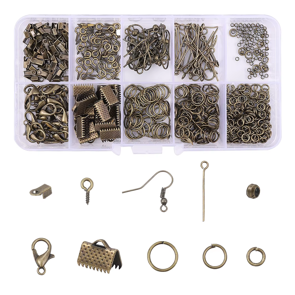 Kit d'accessoires en alliage pour la fabrication de bijoux : outils, fermoirs à clip, fermoirs mousq