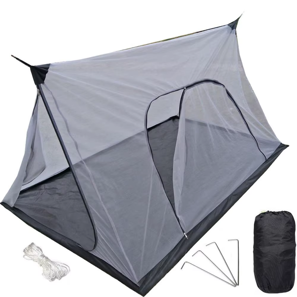 Tente intérieure anti-moustiques 2.1m x 1.3m, tente de camping d'été en maille polyester, avec 4 cor