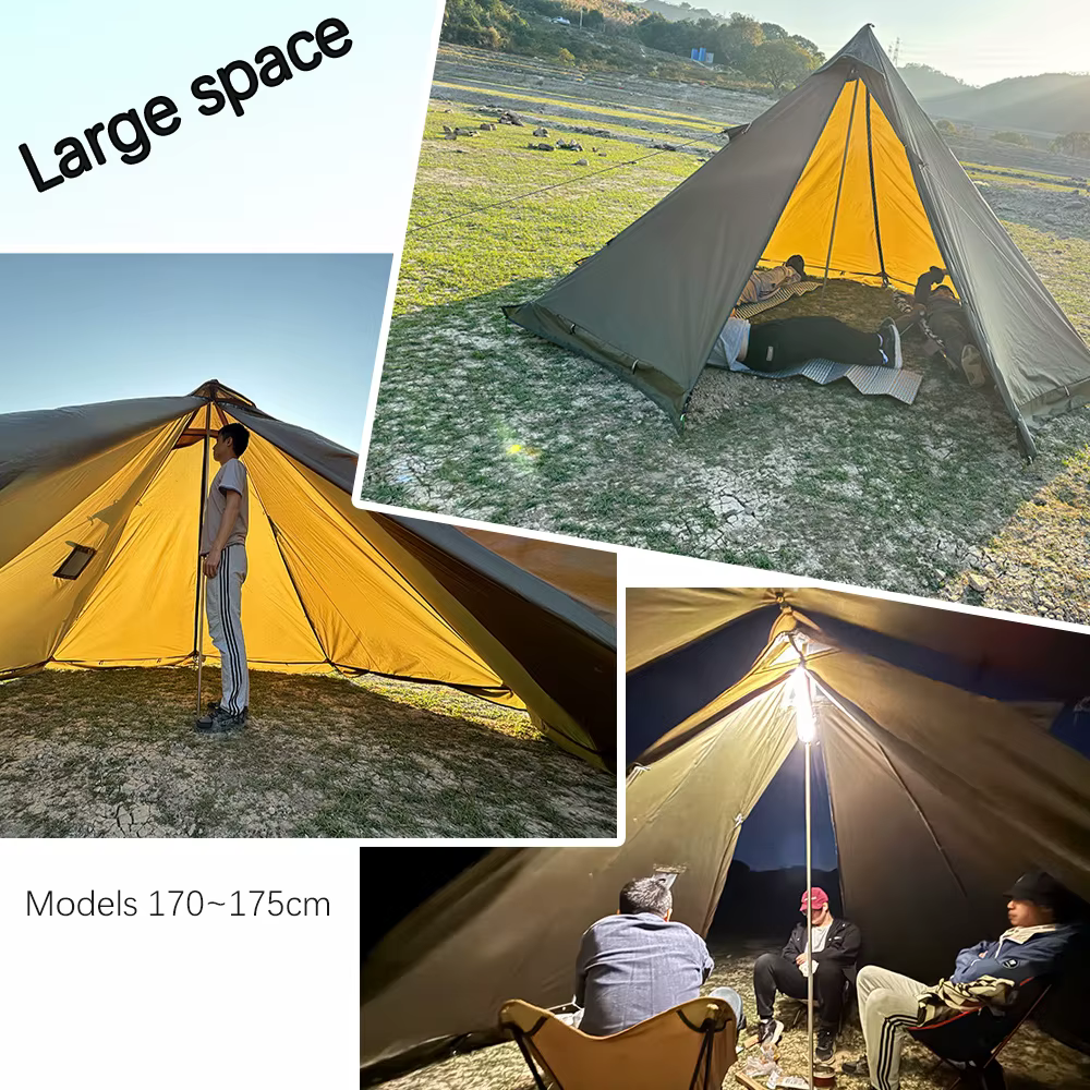 2 personnes hiver pyramide tente chaude ignifuge grande Camping en plein air tente Tipi étanche légè