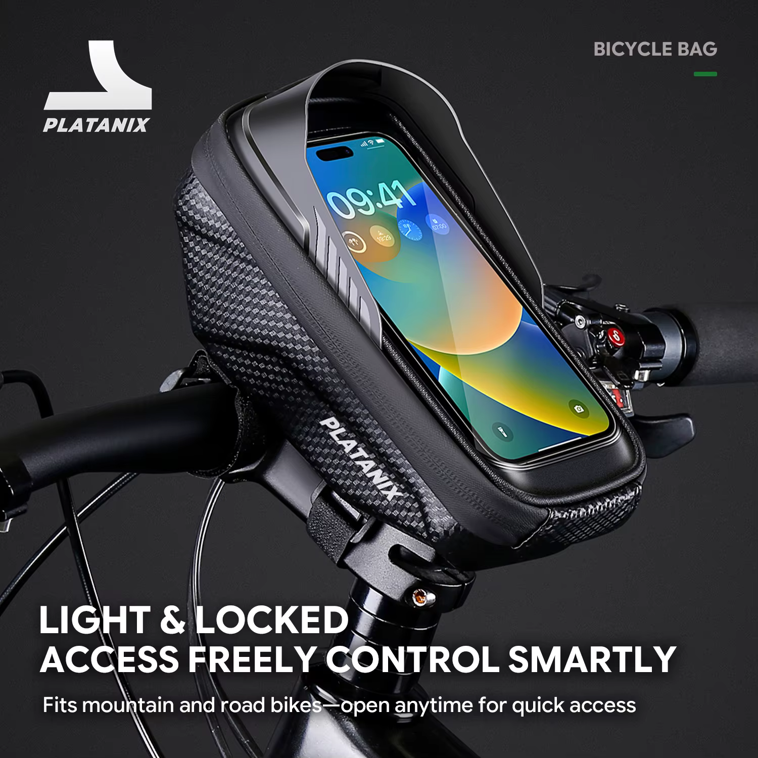 PLATANIX A1 Sac de guidon rigide en EVA pour VTT et vélo de route et pochette pour téléphone à fixer