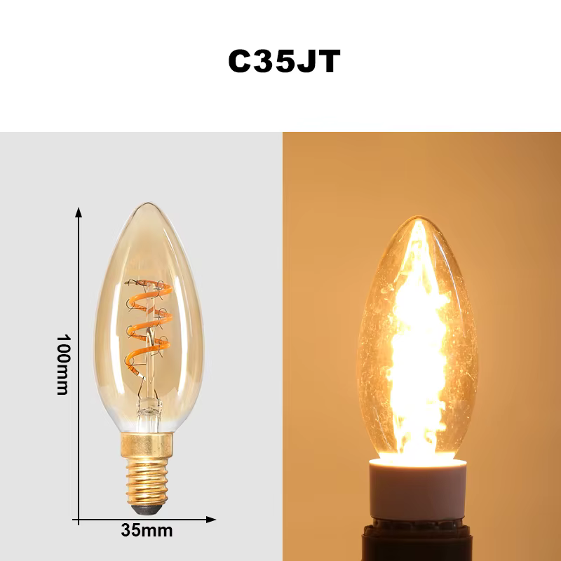Ampoule LED rétro à Filament en spirale E14 E27, 4W, jaune chaud, 220V, C35 A60 T45 ST64 T185 T225 G