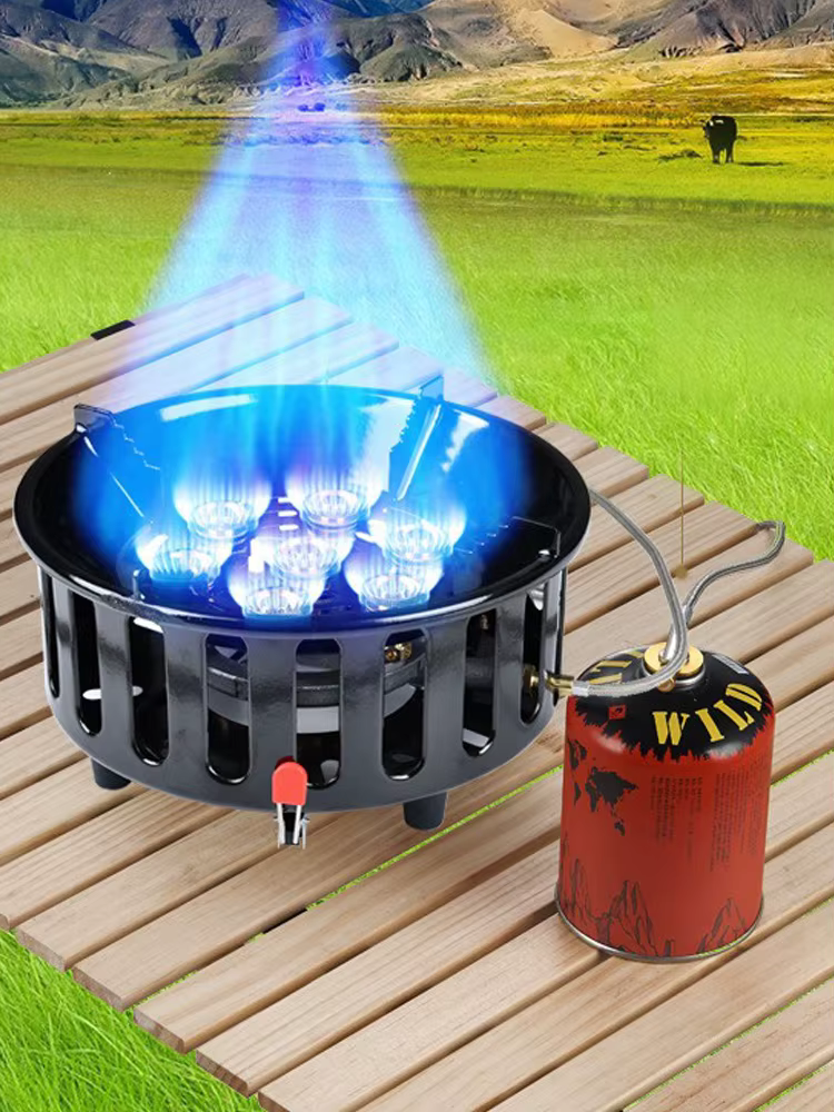 Réchaud de Camping à 7 cœurs, 19800W, haute puissance, feu fort, brûleur à gaz touristique Portable,