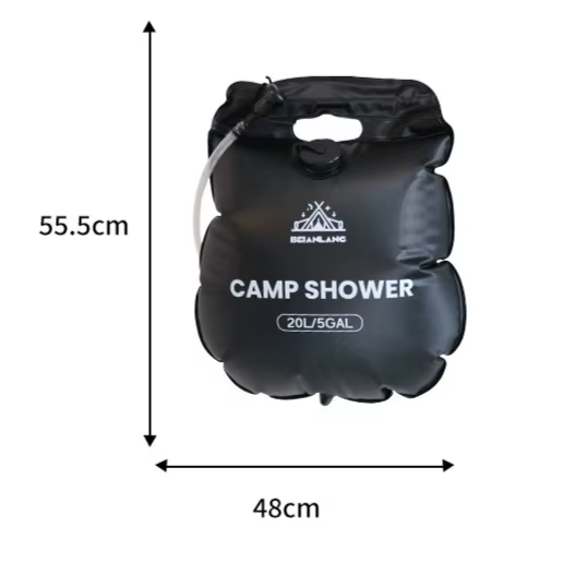Sac de douche solaire 20L/5.3 Gallons, douche extérieure chauffante Portable avec tuyau et pomme de 