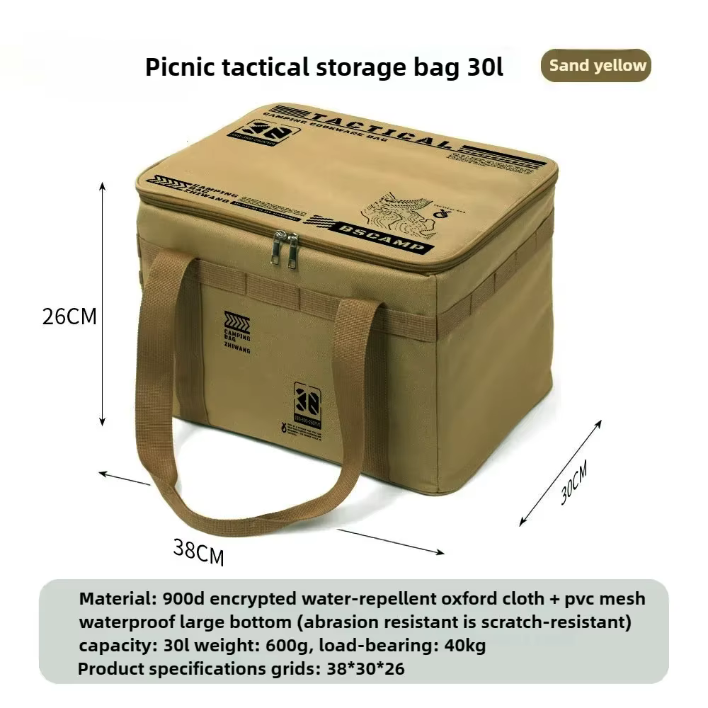 Boîte de rangement pliante extérieure, boîte de rangement de camping pique-nique, vaisselle, ustensi