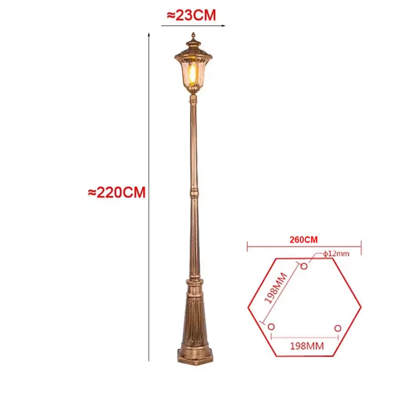 (≈2.2M) lampadaire européen, lampe de pelouse de jardin, lampe extérieure étanche, paysage, lampe ha