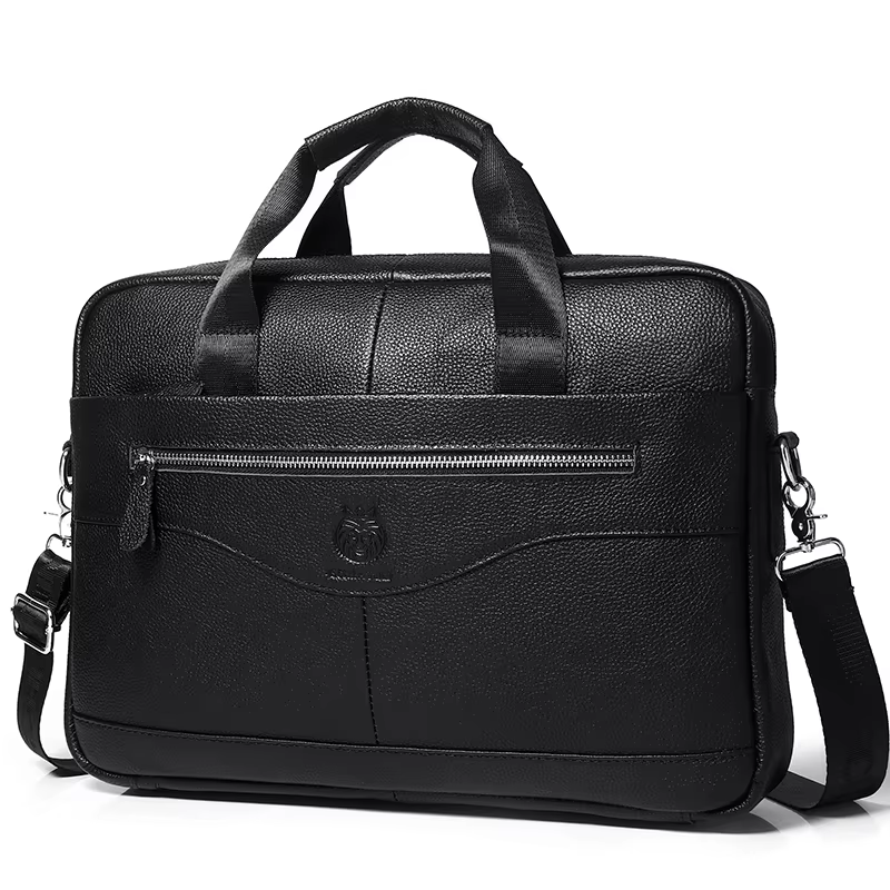 Porte-documents de luxe en cuir véritable pour homme, sac pour ordinateur portable 15,6 pouces, sac