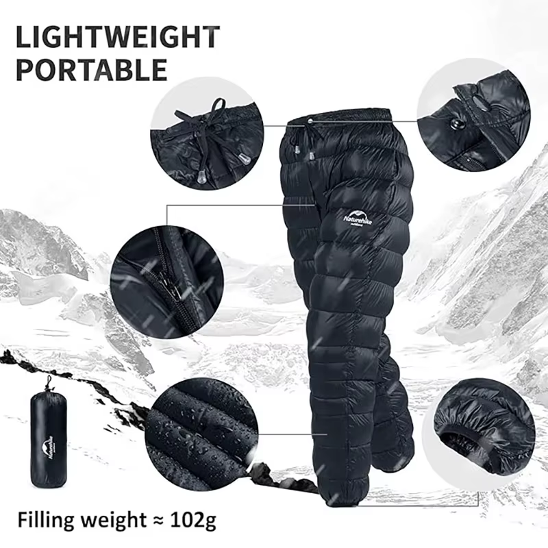 Natureifa-Pantalon de camping en duvet pour homme et femme, pantalon de randonnée, pantalon thermiqu