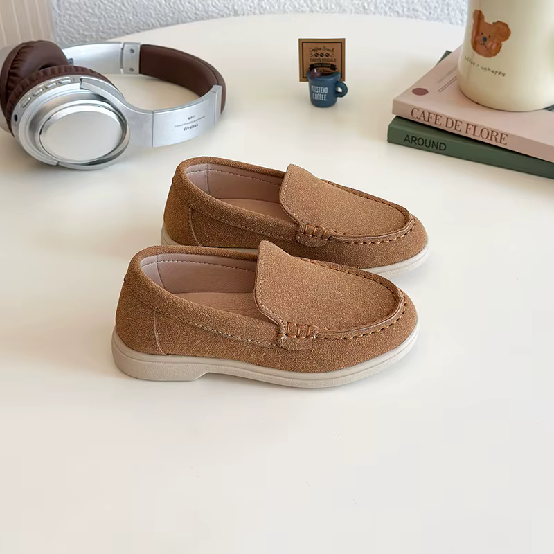 Printemps enfants mocassins daim minimaliste à la mode unisexe garçons filles chaussures en cuir pol