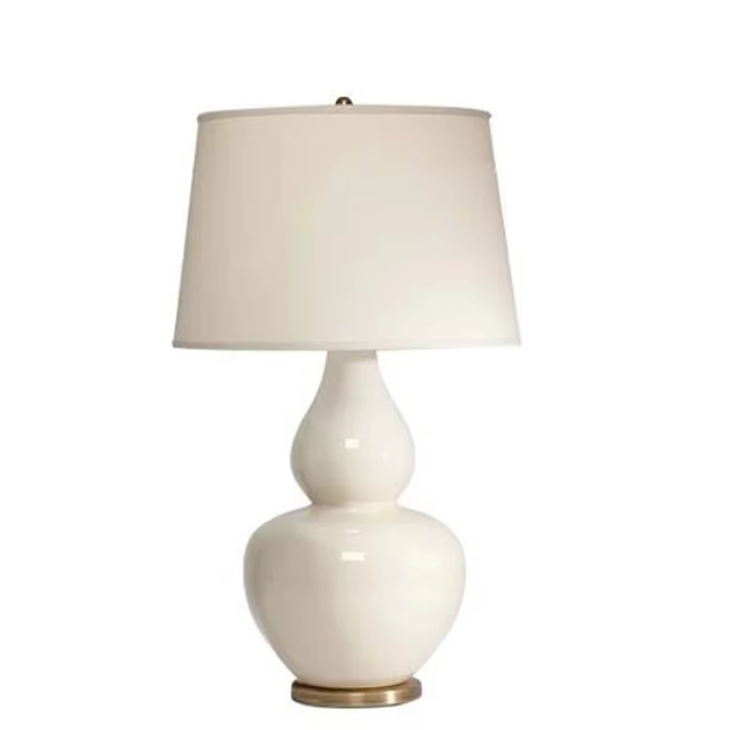 Lampes de Table en céramique rétro européennes, corps de lampe gourde en céramique blanche pour cham