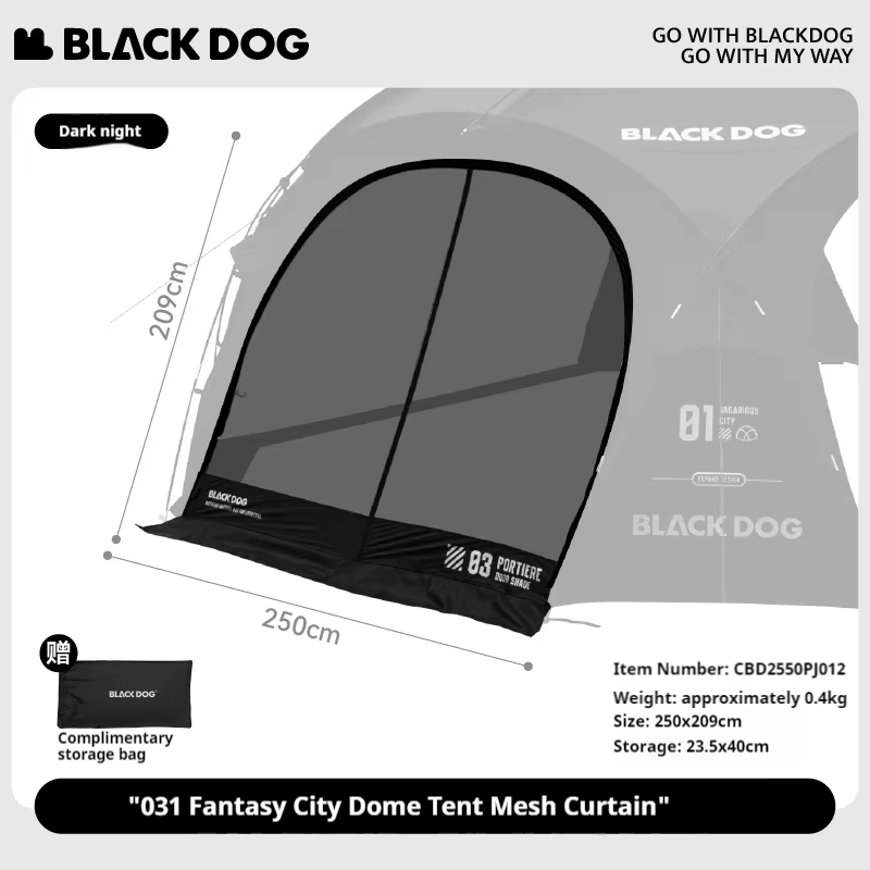 Naturehike – tente dôme BLACKDOG Wonderland, accessoires en option, rideau de porte en maille, conne