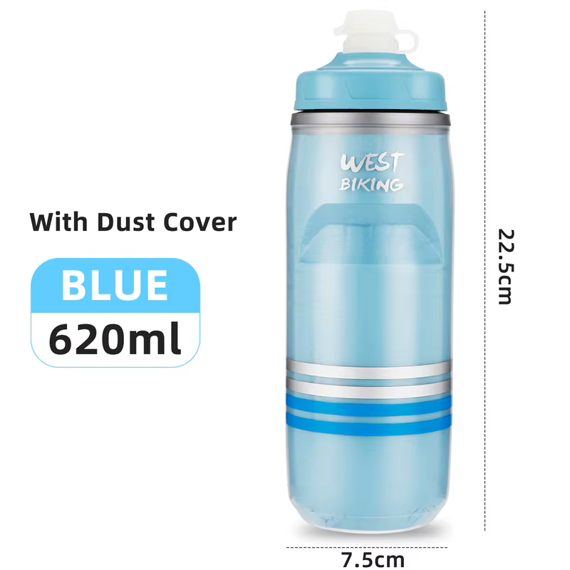 Bouteille d'eau isotherme et anti-fuite WEST BIKING 620 ml pour vélo, course à pied, randonnée, spor