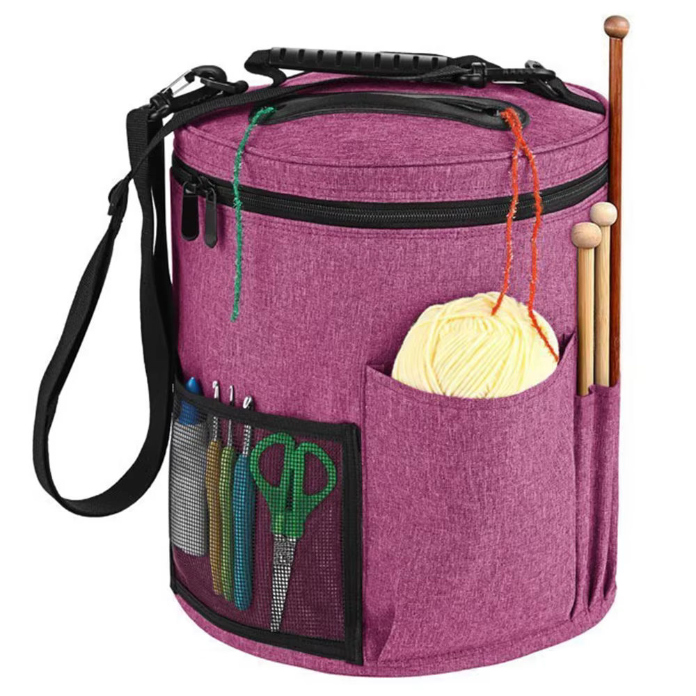 Sac au crochet de grande capacité : rangement du fil, organisateur d'aiguilles à tricoter, sac fourr