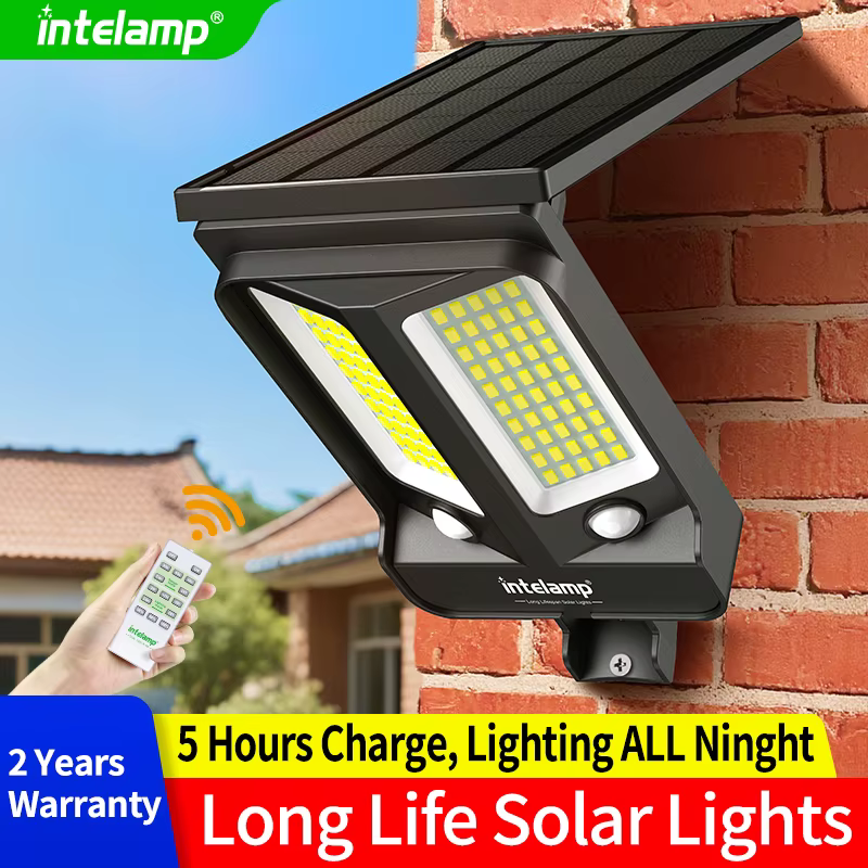 Lampes solaires d'extérieur Intelamp Long Life 4000mah avec 3 modes, deux capteurs de mouvement, lam