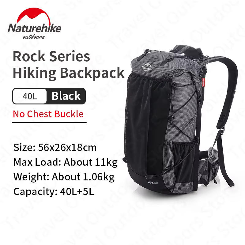 Naturehike Ultra Léger Sac À Dos 60 + 5L/40L Avec Cadre Étanche Voyage Grande Capacité Camping En Pl