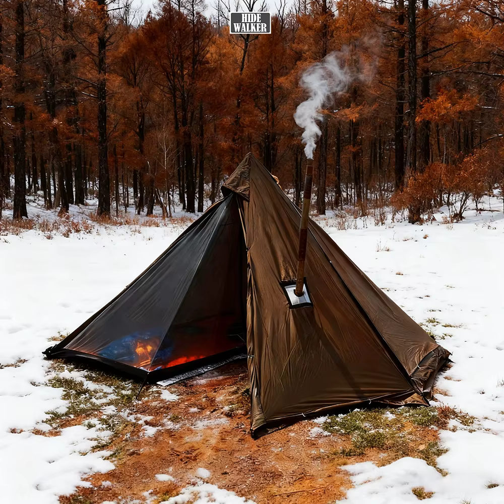 2 personnes hiver pyramide tente chaude ignifuge grande Camping en plein air tente Tipi étanche légè