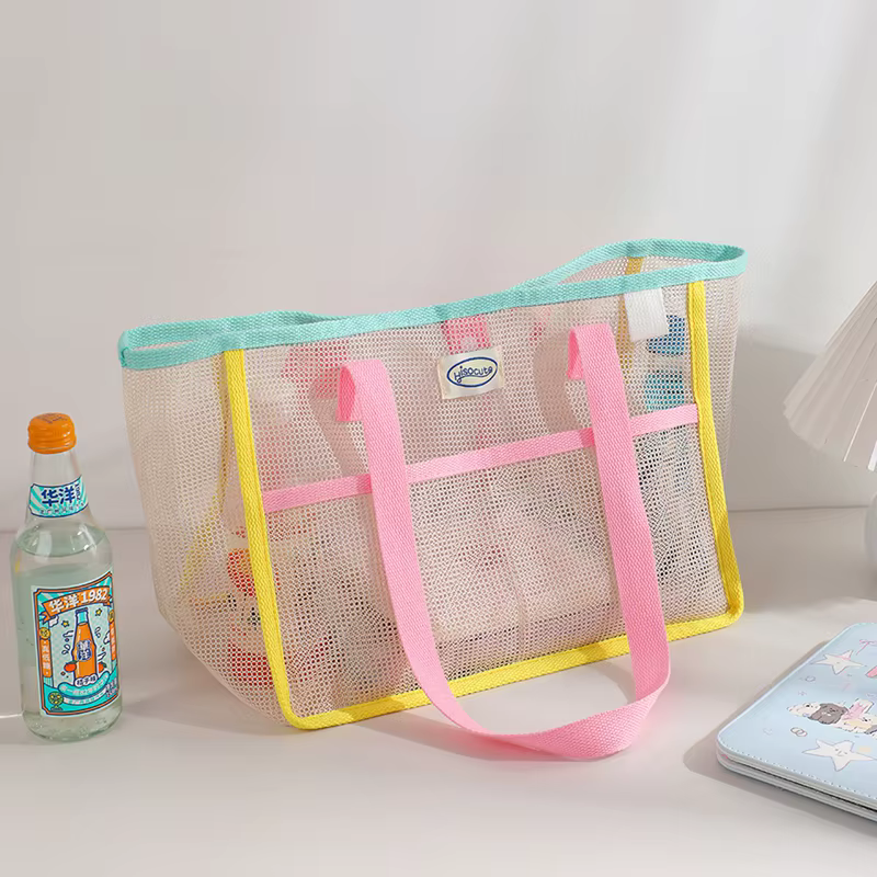 Sac à main d'été en maille transparente respirante pour femmes, sac à main de douche de plage en ple