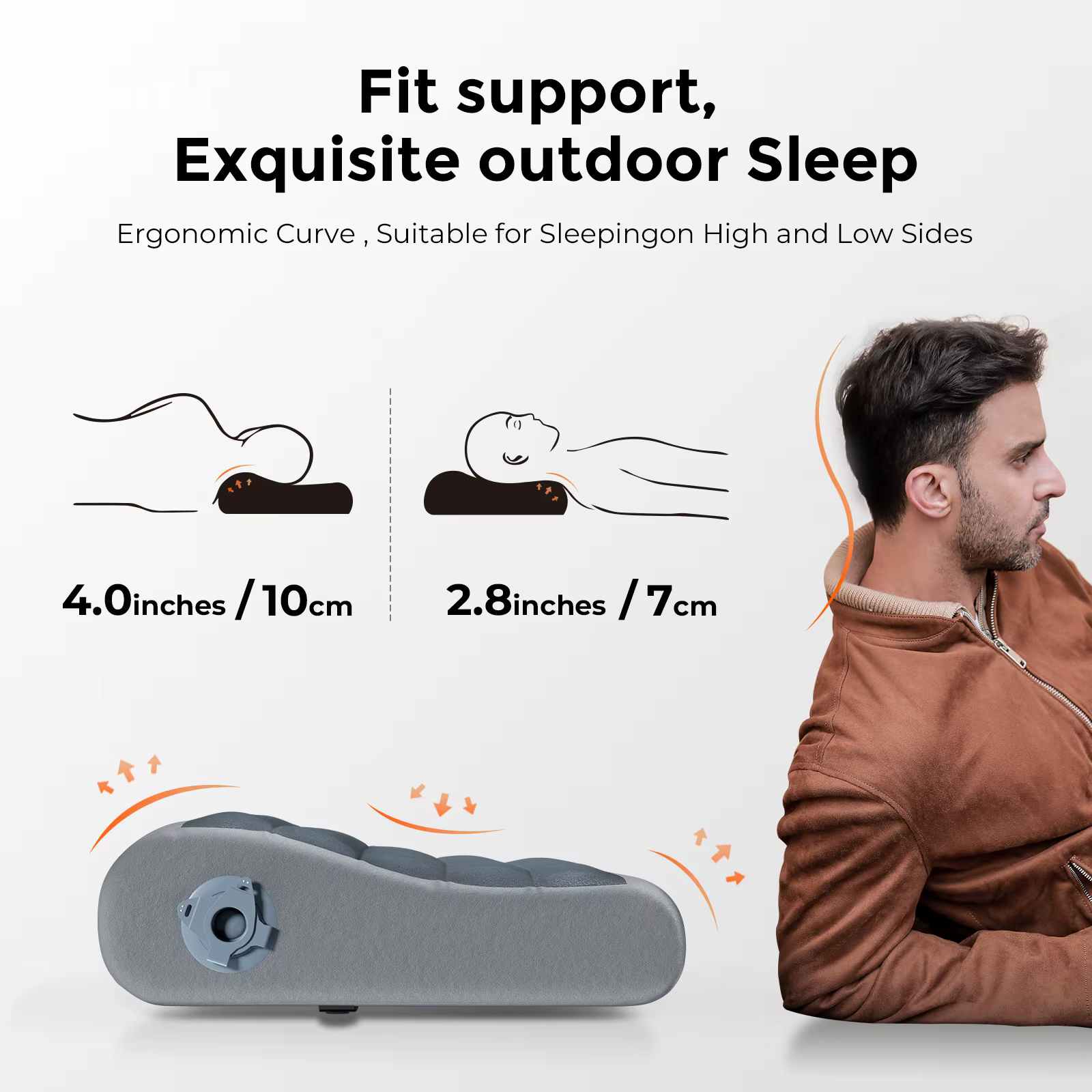FLEXTAIL ZERO PILLOW SE - Oreiller de camping gonflable, oreiller ergonomique pour les voyages et la
