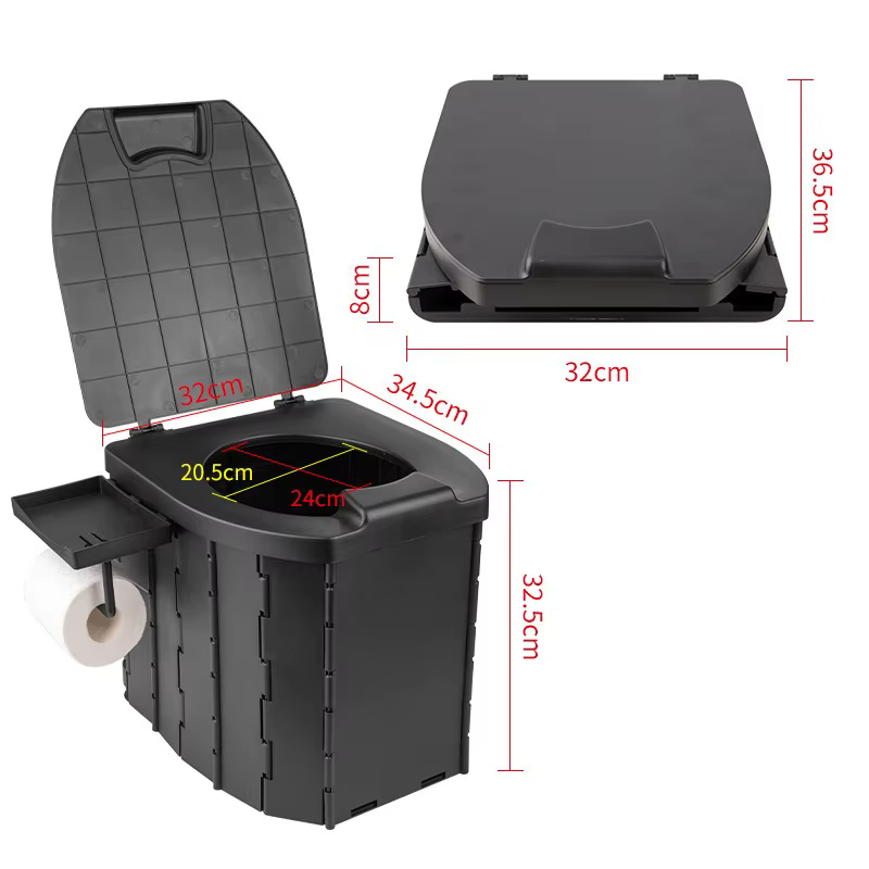 Toilettes portables pliantes avec couvercle, pour adultes et enfants, pour voiture, plage, randonnée