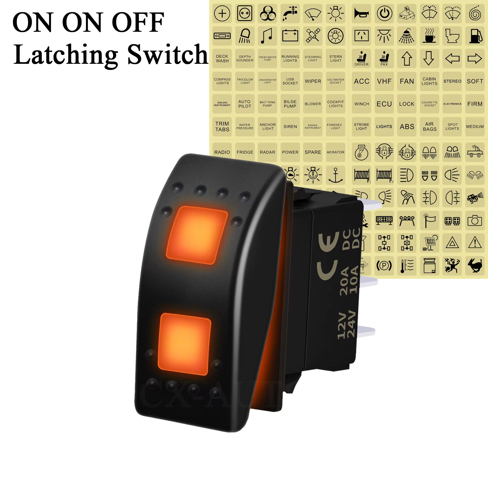 Interrupteur à bascule 12V 20A 3 positions ON-OFF-ON / OFF ON OFF avec double LED orange pour Can-Am