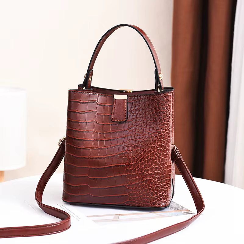 Sac à bandoulière seau motif Crocodile pour femmes marques de mode femme sac à main grande capacité 
