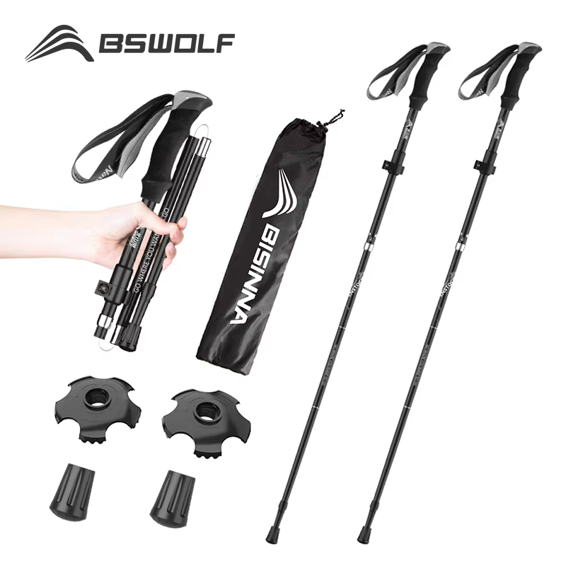 BSWOLF 2 pièces bâtons de randonnée ultralégers bâtons de marche bâtons de randonnée pliant en alumi