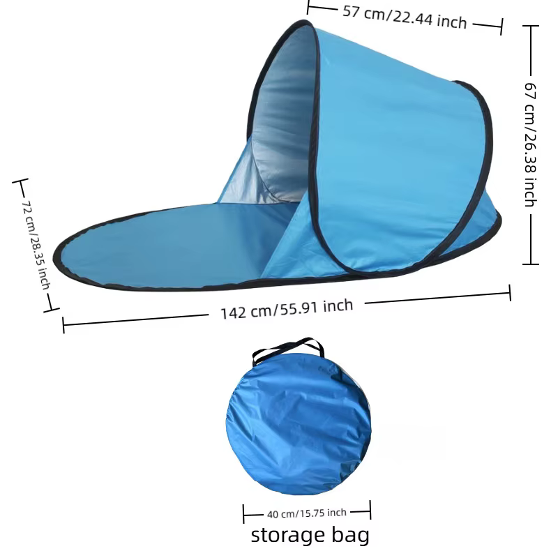 Tente de plage pop-up, ouverture automatique instantanée, abri solaire portable, pliable, pour pique