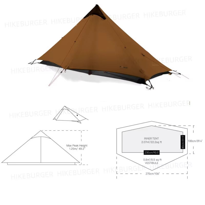 3F UL Gear Lanshan 1P tente de Camping en plein air 15D SilNylon tente ultralégère 760g étanche sans