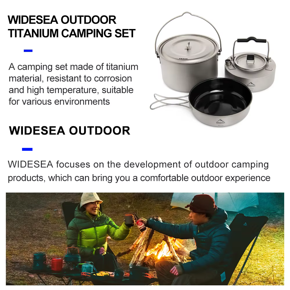 ESEA-Ensemble d'ustensiles de cuisine en titane pour camping, chaudron de tourisme, marmite d'extéri
