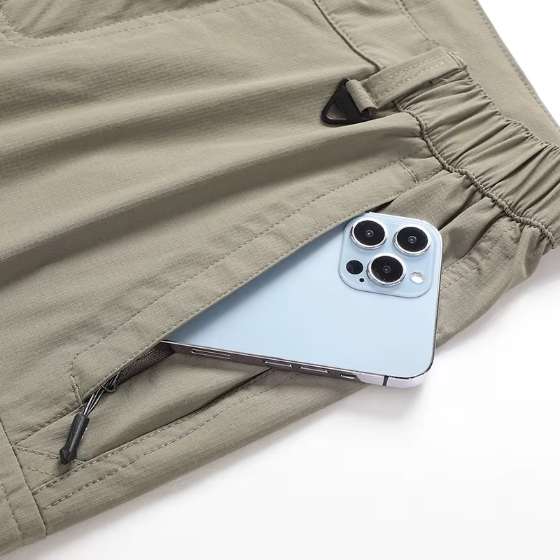 Pantalon convertible de randonnée cargo pour hommes, imperméable, séchage rapide, léger, fermeture é