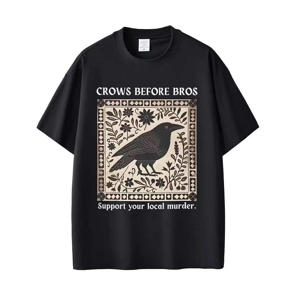 Crows Before Bros T-shirt drôle Meme Unique oiseau Nature T-shirt décontracté Vintage T-shirts surdi