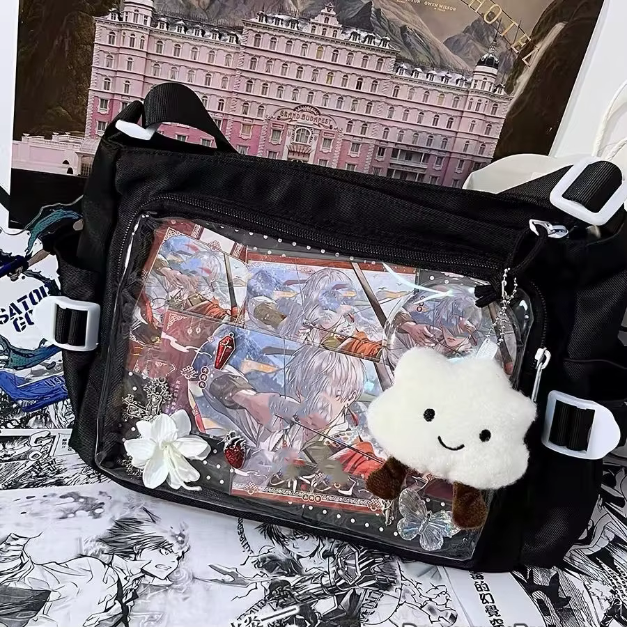 Sac à bandoulière Y2k Ulzzang Ita, polyvalent au quotidien, asymétrique épaule dénudée, sac d'école 