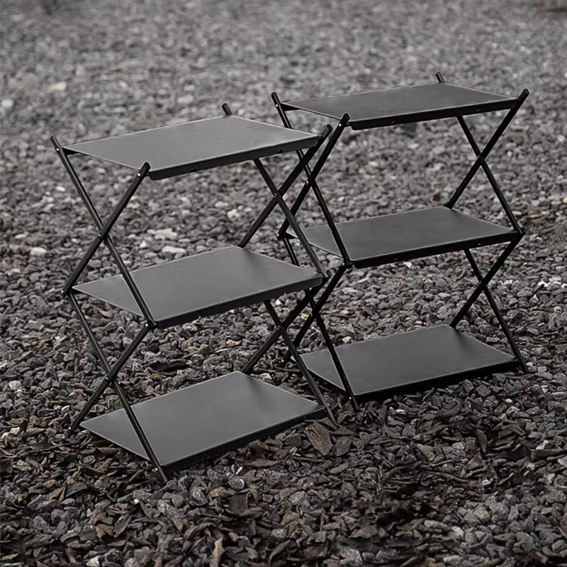 WESTTUNE Camping support à trois niveaux extérieur pliant étagère de rangement Portable organiseur d