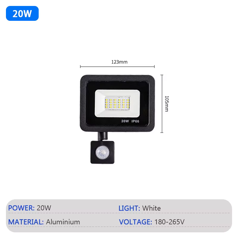 LED projecteur PIR capteur de mouvement IP66 étanche projecteur applique murale 20W 30W 50W 100W AC2