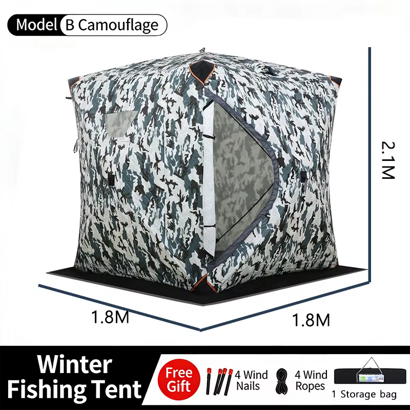 Tente d'hiver hexagonale octogonale pour le camping, en coton thermique épais, pour la pêche sur gla