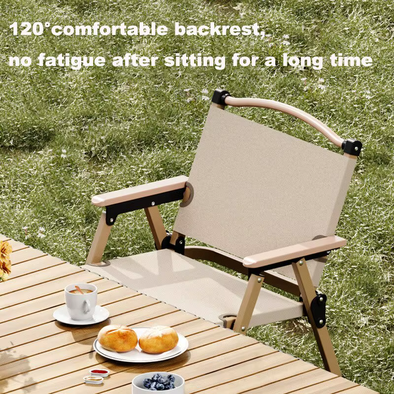 Chaise pliante portable en alliage d'aluminium et bois Mars, équipement de camping en plein air, 2 p