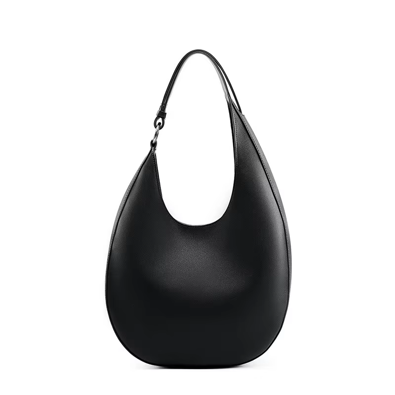 Sac demi-lune en cuir véritable pour femme, sac à bandoulière quotidien en forme de croissant avec s