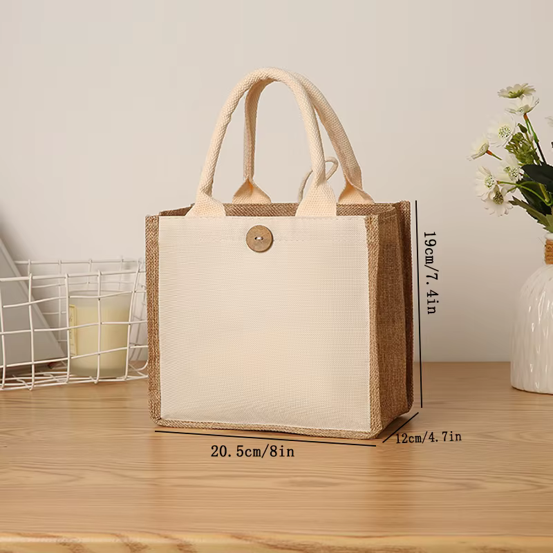 Sac en toile de chanvre comme souvenir, sac à main vierge en coton et chanvre jaune