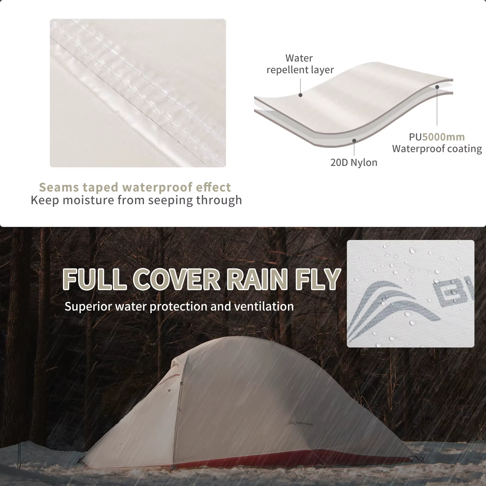 BISINNA Ultra-Léger Camping Tente Sac À Dos Tente 20D Nylon Étanche En Plein Air Randonnée Voyage Te
