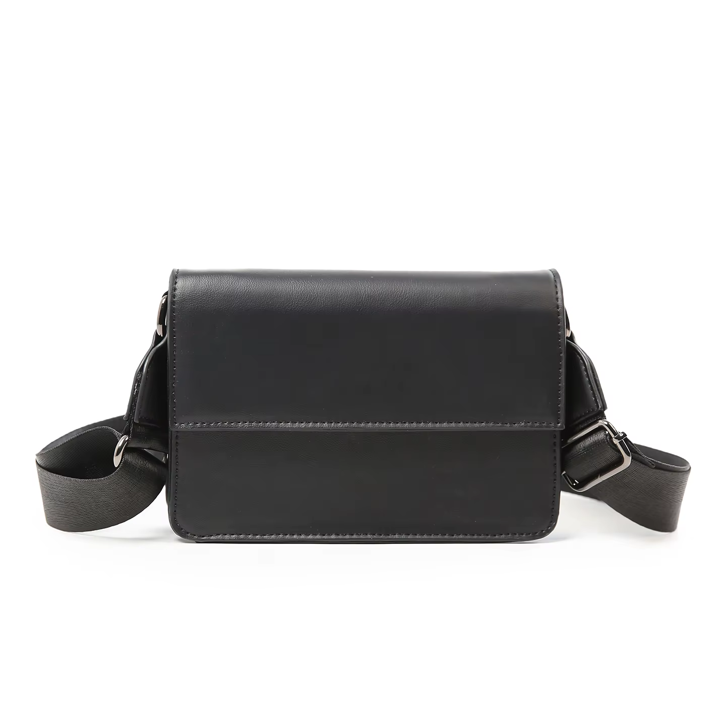 Sac à bandoulière minimaliste noir à rabat pour hommes et femmes, sac décontracté unisexe en cuir PU