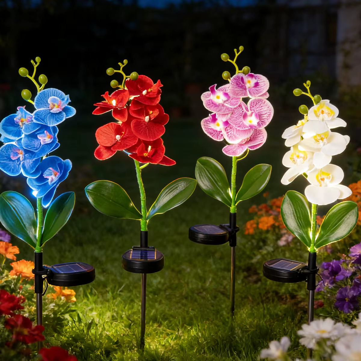 Lanterne solaire orchidée papillon, lampe d'ambiance romantique pour la saint-valentin, adaptée à la