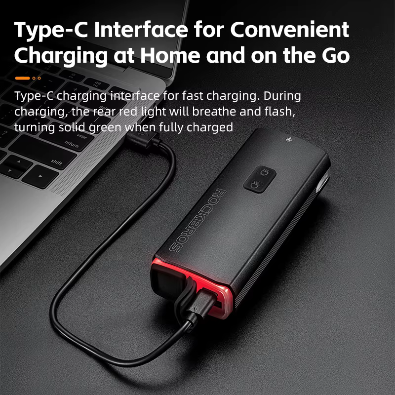 ROCKBROS 3000LM lumière de vélo type-c charge lampe avant 10000mAh lumière de vélo IPX6 alliage d'al