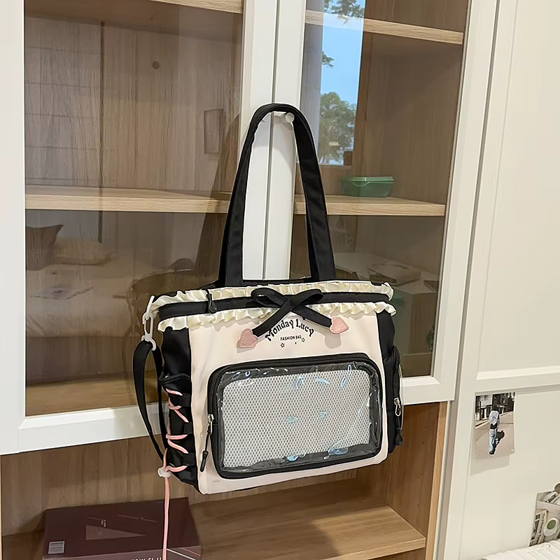 Y2K mignon Lolita fille Ita sac Transparent épaule fourre-tout grande capacité bandoulière sac décon