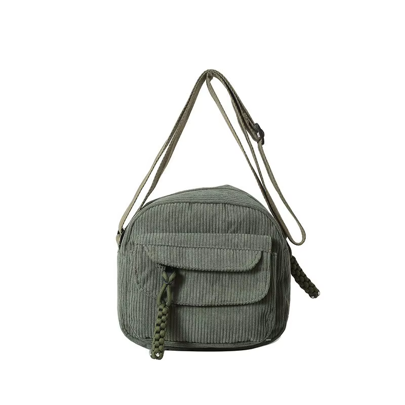 Sac à bandoulière en velours côtelé pour femmes, sac à bandoulière tendance, couleur unie, Style Cam