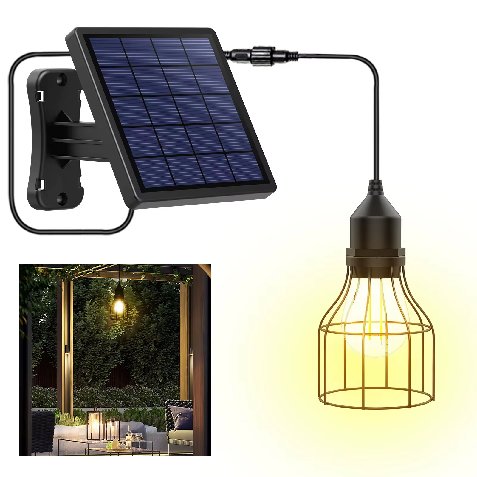 Lampe solaire suspendue Intelamp Long Life, éclairage solaire extérieur, lampes de camping étanches,