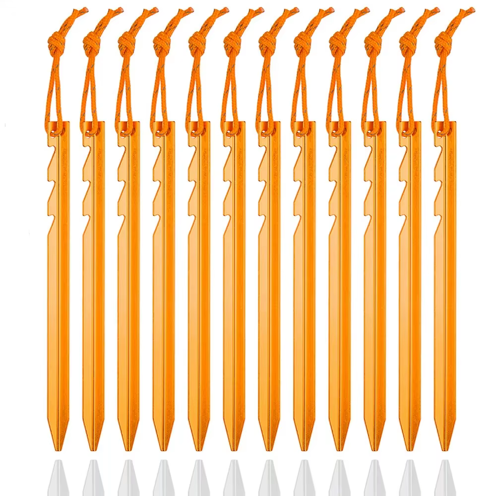 Piquets de tente en alliage d'aluminium de 18cm, 12 pièces/lot, piquets robustes pour voyage en plei