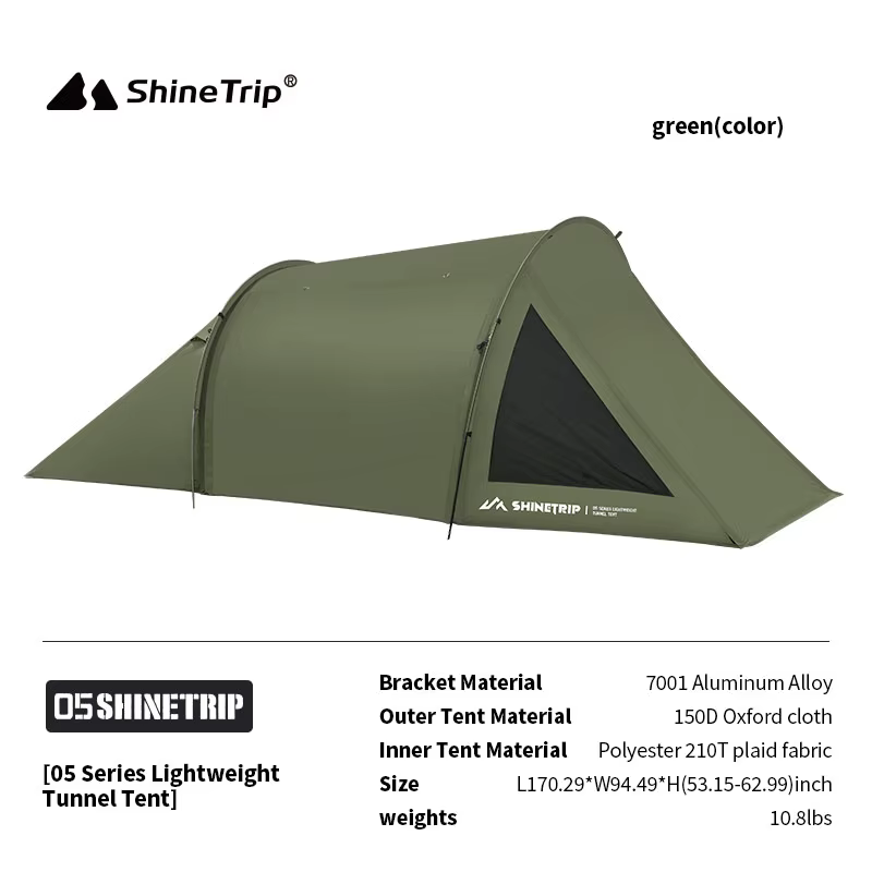 Tente tunnel légère ShineTrip pour 2 personnes, en tissu Oxford, imperméable, protection solaire, po